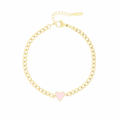 Gold Bracelet With Red Heart Charm
