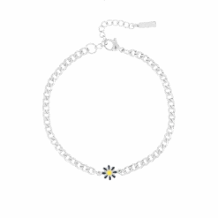 Silver Coloured Bracelet With Flower Charm