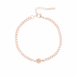 Rose Coloured Bracelet With Flower Charm