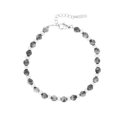 Silver Coloured Bracelet With Black Natural Stones