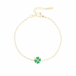Gold Bracelet With A Green Clover