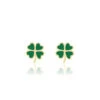 Gold Earrings With Green Clover