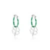 Silver Hoop Earrings With Clover Charm -Oozoo SE 3006