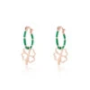 Rose Gold Hoop Earrings With Clover Charm -Oozoo SE 3008