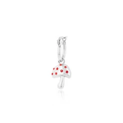 Silver Hoop Earring With Mushroom Charm