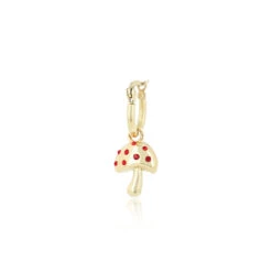 Gold Hoop Earring With Mushroom Charm