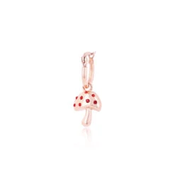 Rose Gold Hoop Earring With Mushroom Charm