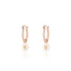 Rose Gold Hoop Earrings With Flower Charm 2 Rose Gold Hoop Earrings With Flower Charm -Oozoo SE 3017
