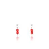 Silver Earrings With Red Beads 2 Silver Earrings With Red Beads -Oozoo SE 3018