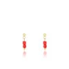 Gold Earrings With Red Beads