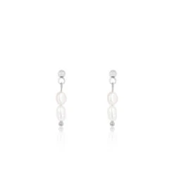Silver Earrings With Pearl Beads
