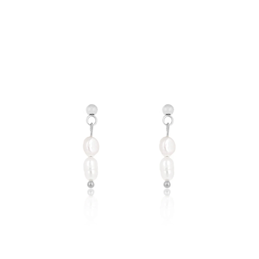 Silver Earrings With Pearl Beads 3 Silver Earrings With Pearl Beads