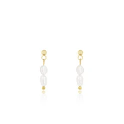 Gold Earrings With Pearl Beads