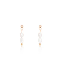 Rose Gold Earrings With Pearl Beads