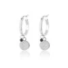 Silver Hoop Earrings With Coin Charm 2 Silver Hoop Earrings With Coin Charm -Oozoo SE 3024