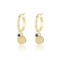 Gold Hoop Earrings With Coin Charm