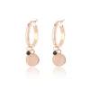 Rose Gold Hoop Earrings With Coin Charm -Oozoo SE 3026