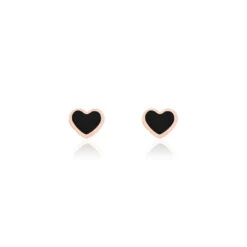 Rose Gold Earrings With Black Heart