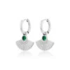 Silver Hoop Earrings With Peacock Tail -Oozoo SE 3036