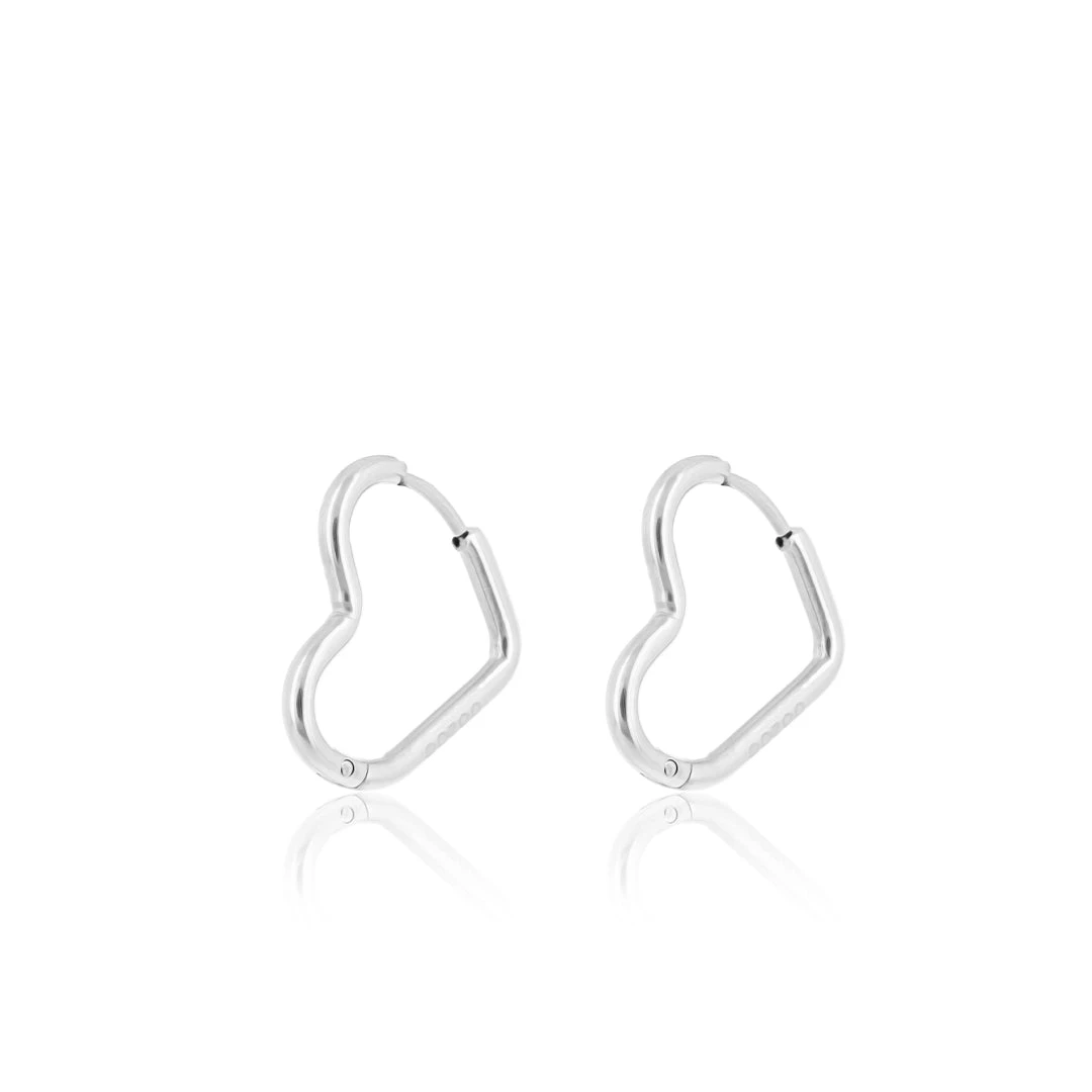 Silver Earrings With Heart Shape 3 Silver Earrings With Heart Shape