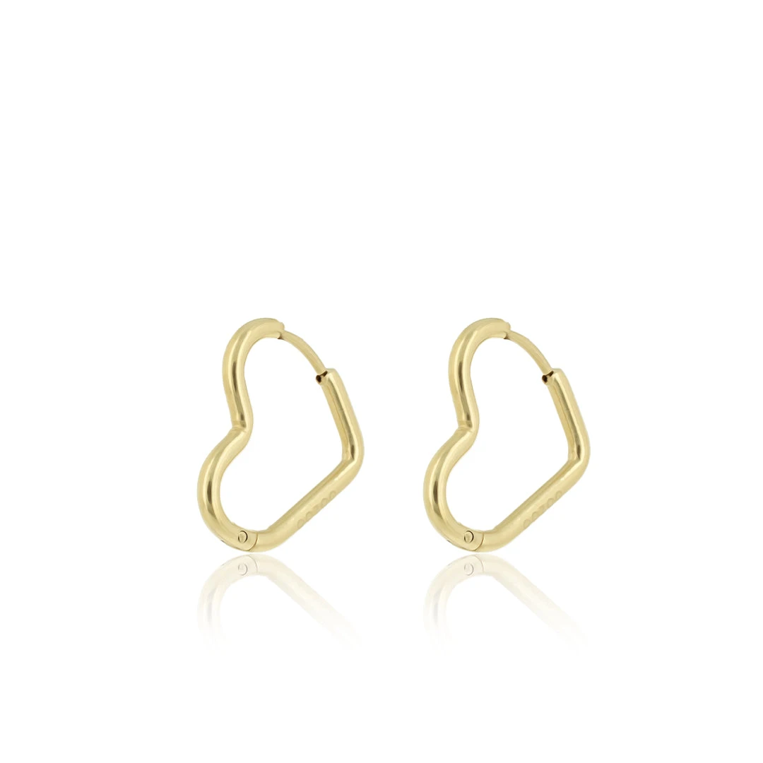 Gold Earrings With Heart Shape 3 Gold Earrings With Heart Shape