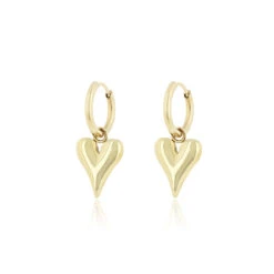 Gold Hoop Earrings With Heart Charm
