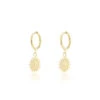 Gold Hoop Earrings With Sun Charm 1 Gold Hoop Earrings With Sun Charm -Oozoo SE 3049
