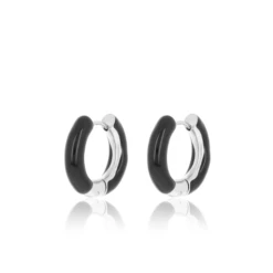 Silver & Black Hoop Earrings