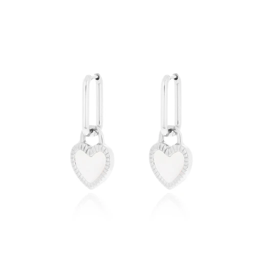 Silver Earrings With Black Or White Heart Charm 4 Silver Earrings With Black Or White Heart Charm - Image 2