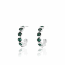Silver Earrings With Green Stones