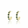 Gold Earrings With Green Stones
