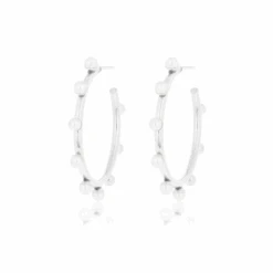 Silver Earrings With Pearls - Large