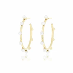 Oozoo 20 Gold Earrings With Pearls - Large