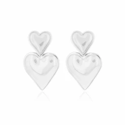 Silver Stud Heart Earrings