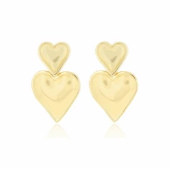 Oozoo 23 Gold Stud Heart Earrings