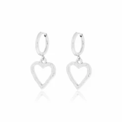 Silver Earrings With Heart Charm