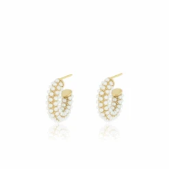Gold Earrings With Small Pearls