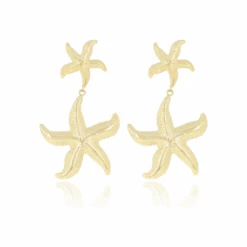Oozoo 37 Gold Stud Earrings With Starfishes
