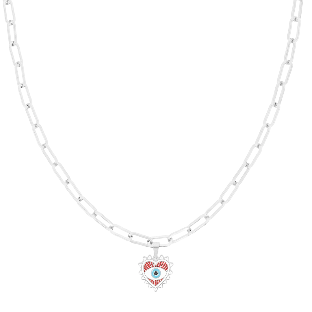 Silver Necklace With Evil Eye Charm 3 Silver Necklace With Evil Eye Charm