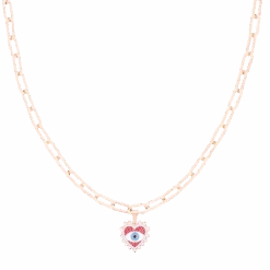 Rose Gold Necklace With Evil Eye Charm