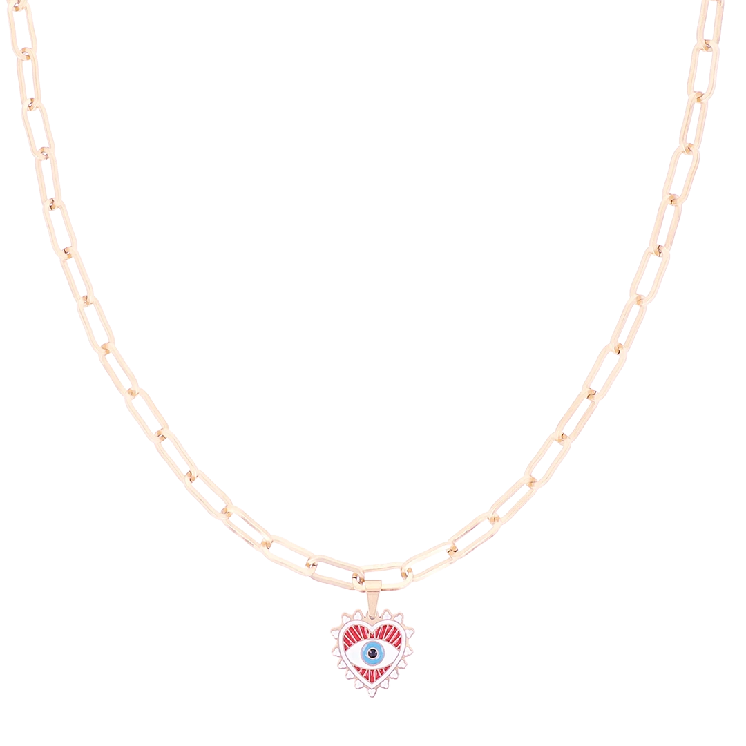 Rose Gold Necklace With Evil Eye Charm 3 Rose Gold Necklace With Evil Eye Charm
