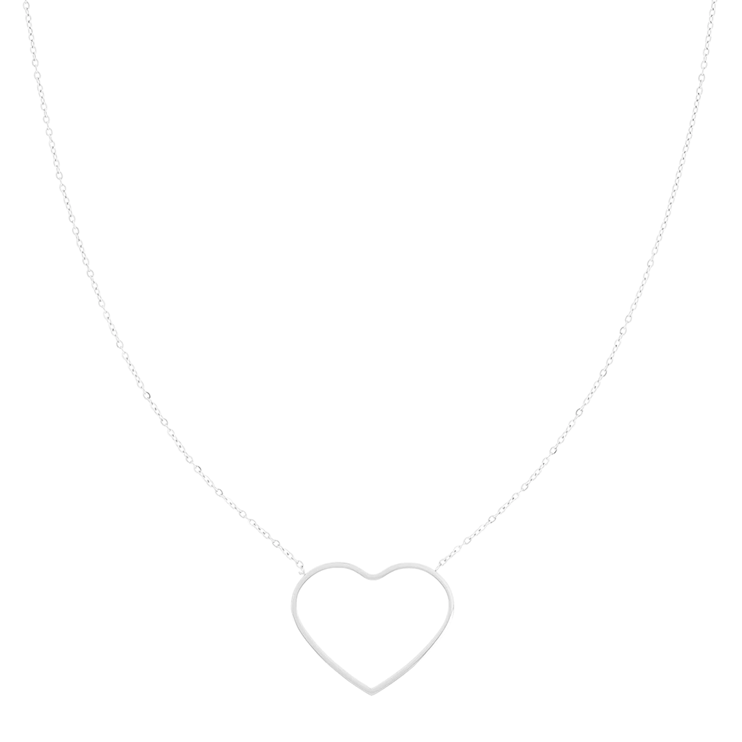 Silver Necklace With Big Heart 3 Silver Necklace With Big Heart