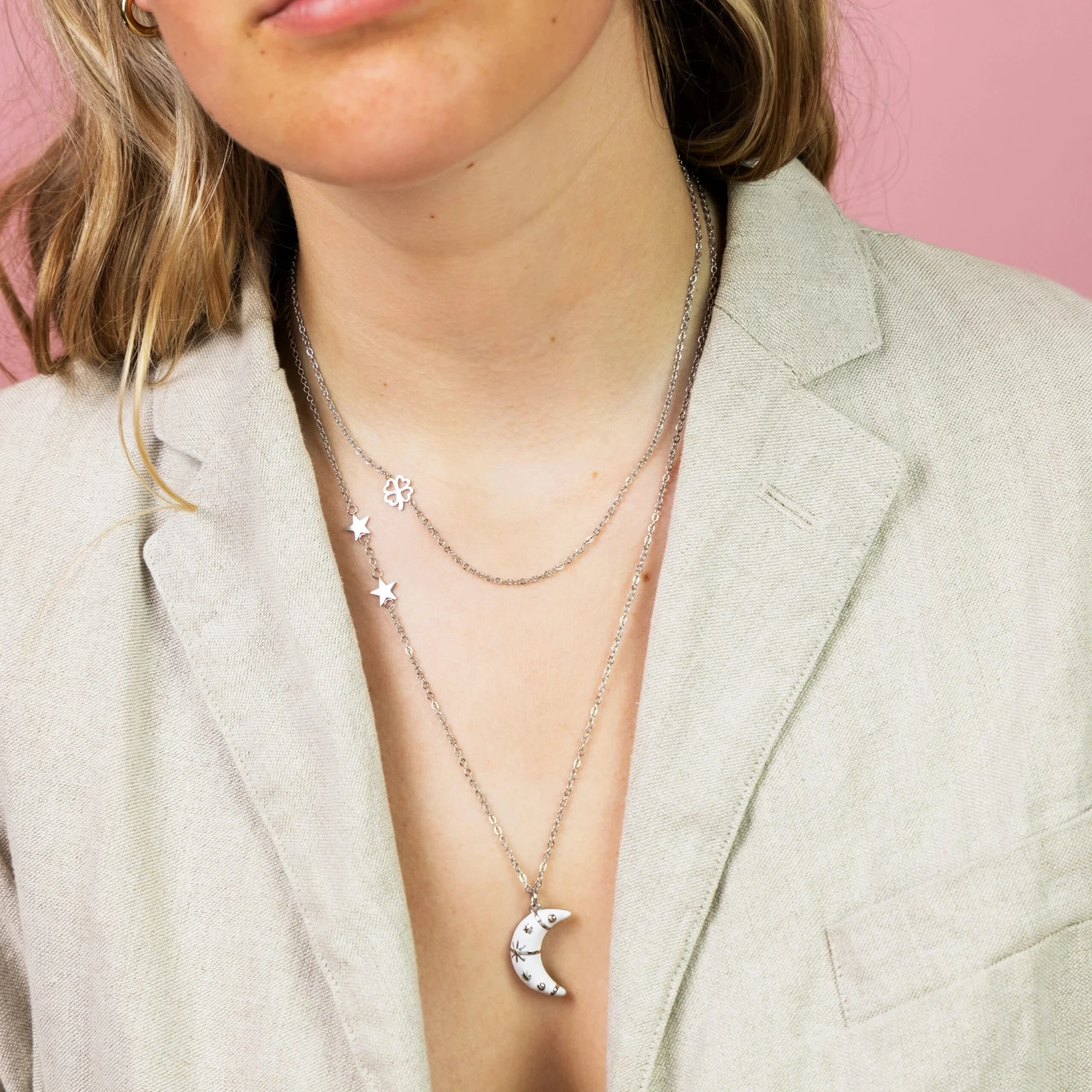 Silver Necklace With A Clover 4 Silver Necklace With A Clover - Image 2