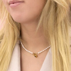 Pearl Necklace With Gold Heart -Oozoo SN 2054 1x1 b27c5535 f598 4fd4 b19e 30c3dd6db72c