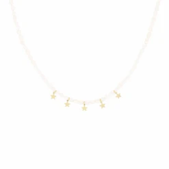 Pearl & Gold Necklace With Stars