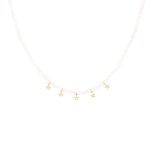 Pearl & Gold Necklace With Stars 3 Pearl & Gold Necklace With Stars